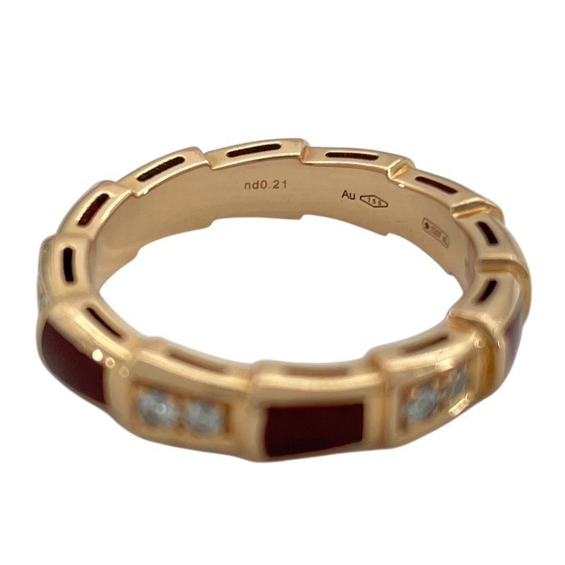 BVLGARI Serpenti Viper Ring in 18K Pink Gold with Carnelian & Diamonds