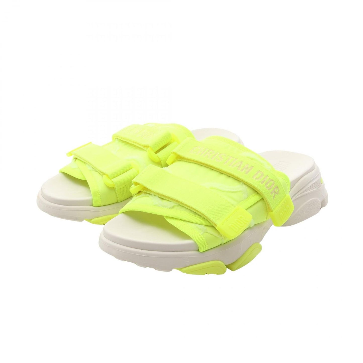 Dior Logo Sandals - Elegant White & Yellow Fabric Design