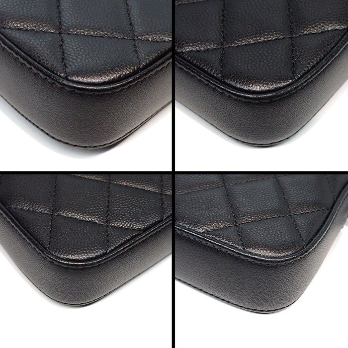 Chanel Matelassé Chevron Chain Wallet in Black Soft Grain Calfskin