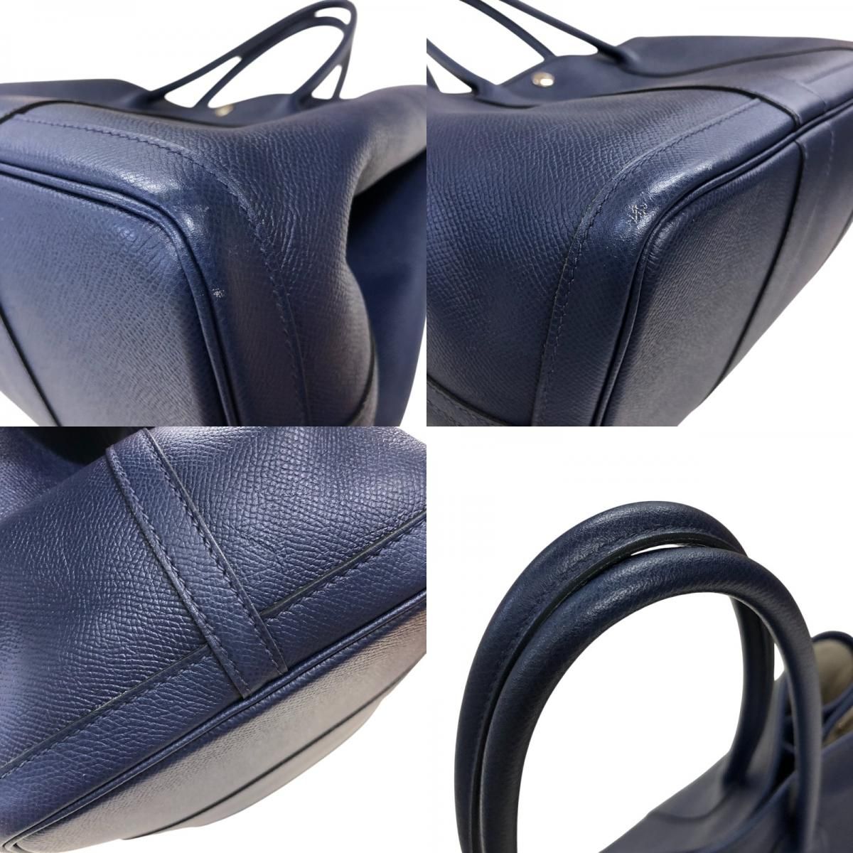 HERMES Garden Party PM A刻 Blue Saphir Veau Epsom Handbag