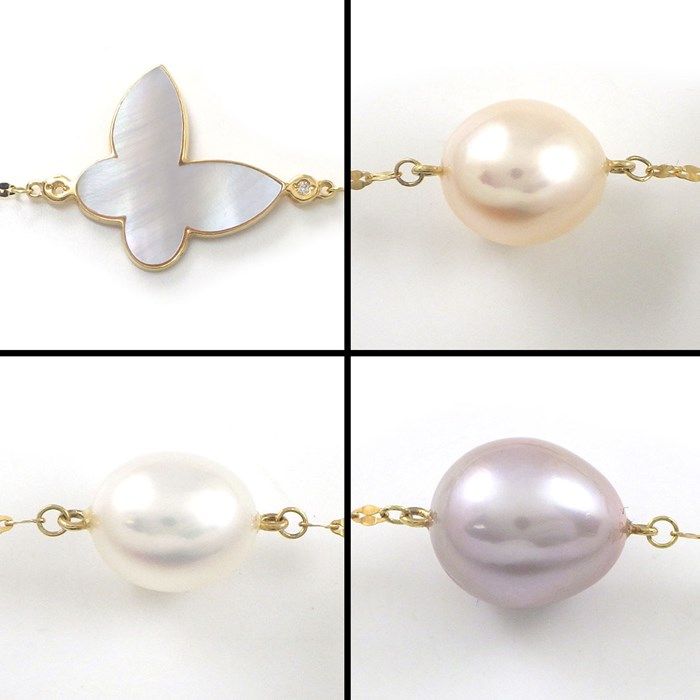Elegant White Shell & Freshwater Pearl Butterfly Long Necklace
