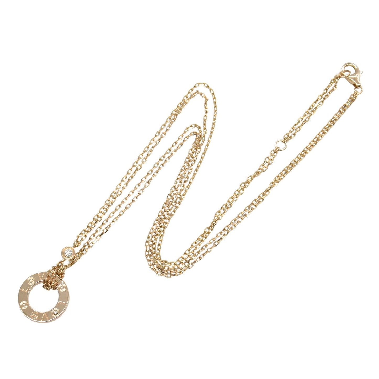 CARTIER Love Circle Necklace in 18K Pink Gold with Diamonds