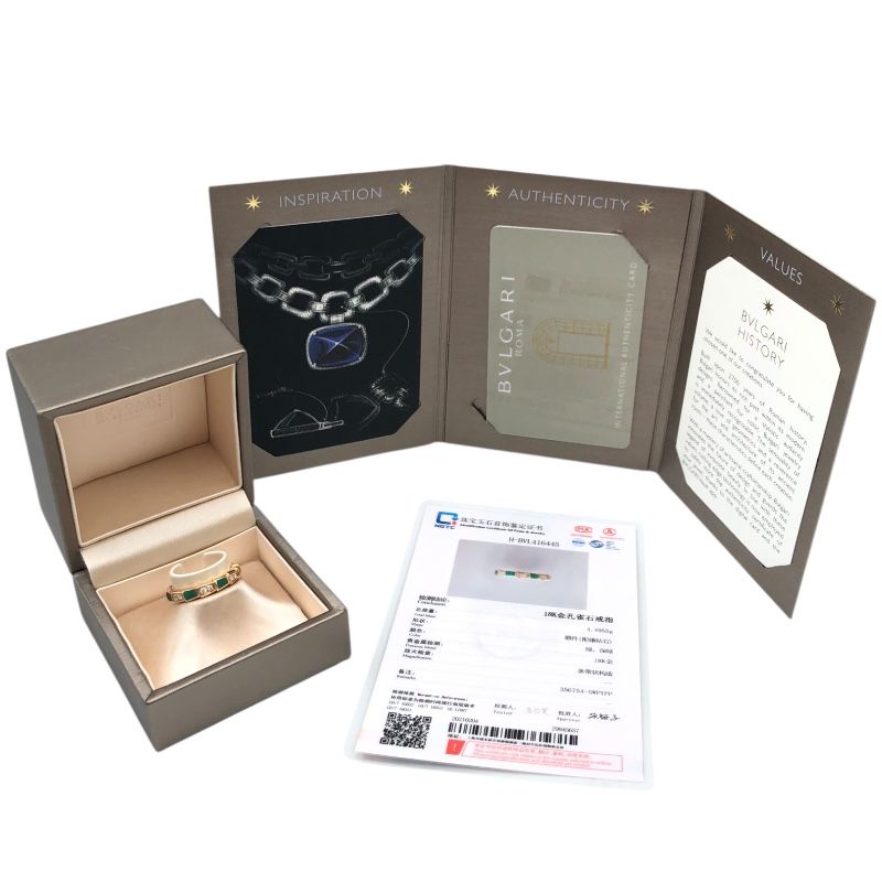 BVLGARI Serpenti Viper Ring K18PG with Diamonds & Malachite