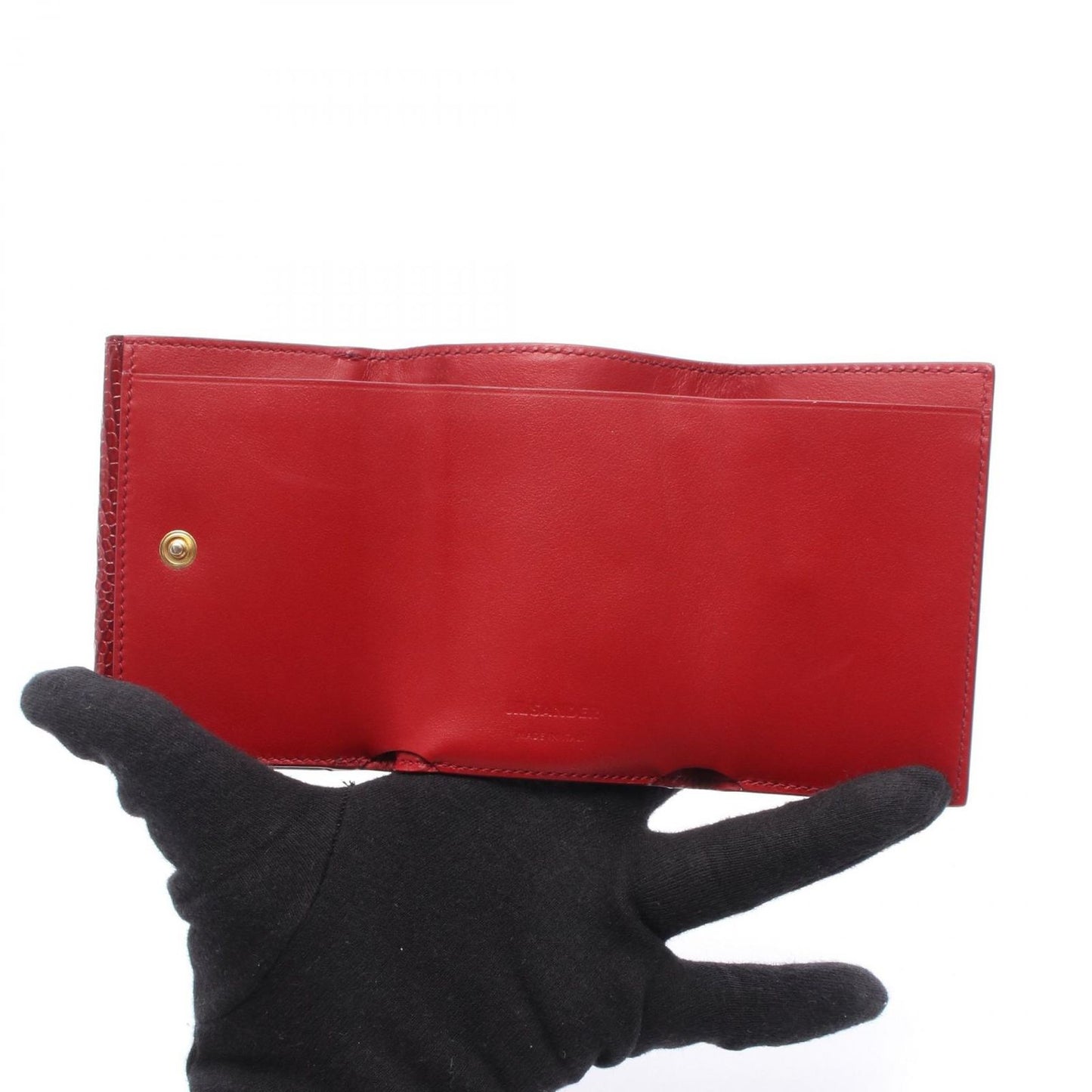 JIL SANDER Baby Wallet in Deep Cherry Leather - Exquisite Compact Design