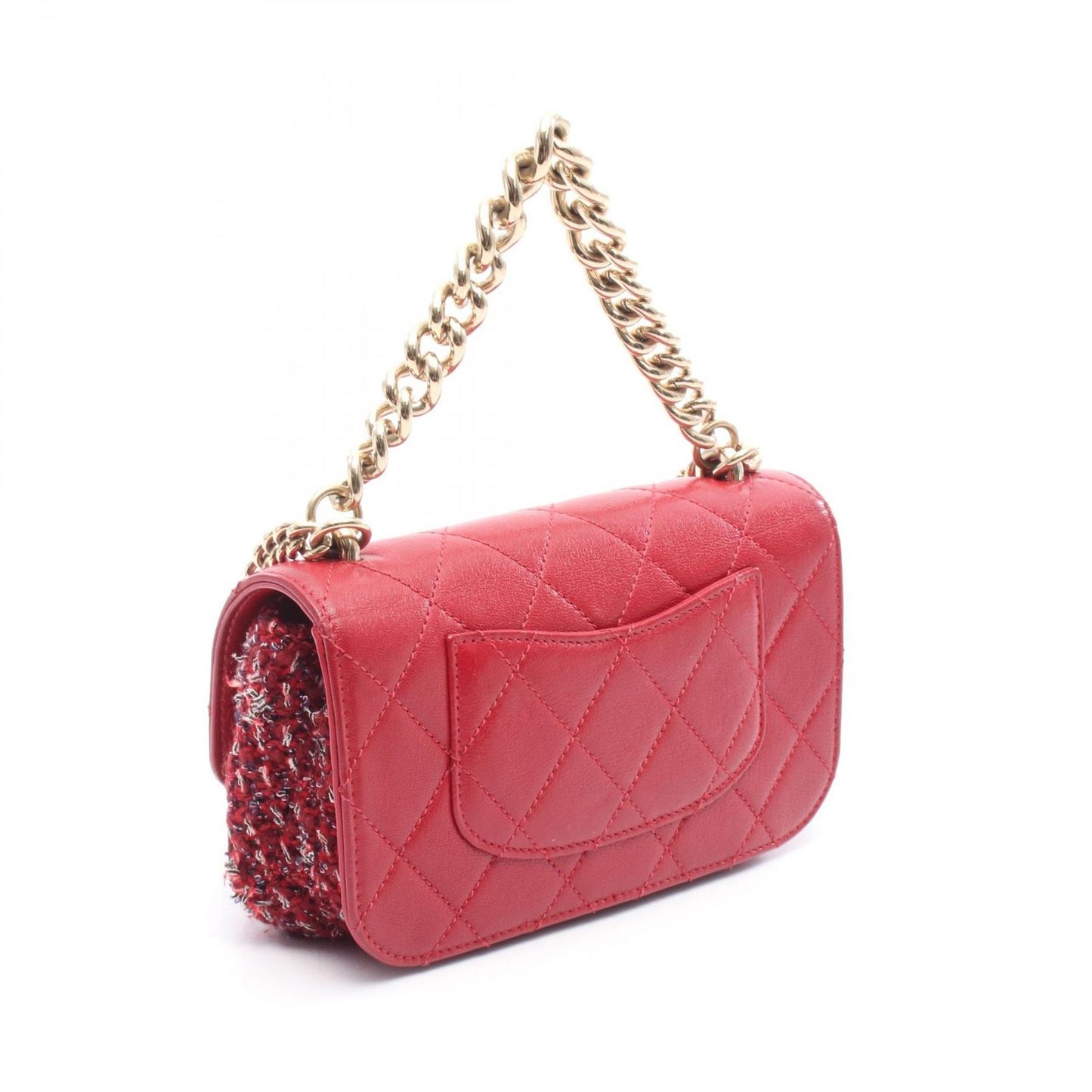 CHANEL Matelassé Mini Shoulder Bag in Red Leather & Fabric