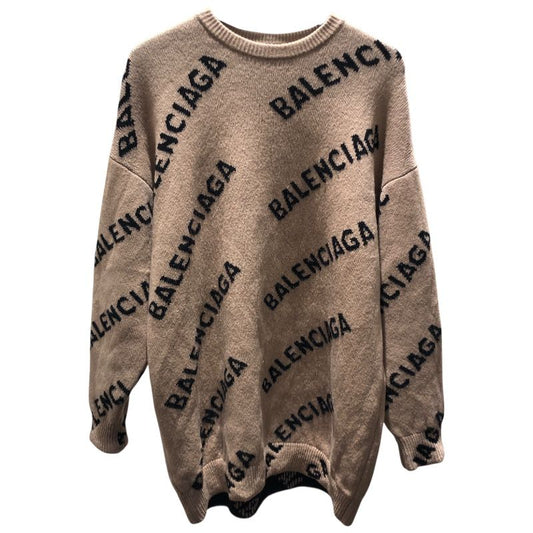 Balenciaga Logo Knit Sweater in Beige - Exclusive Men's Fashion