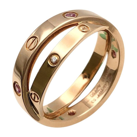 Cartier Bee Love Ring in K18 Pink Gold with Diamonds & Pink Sapphires