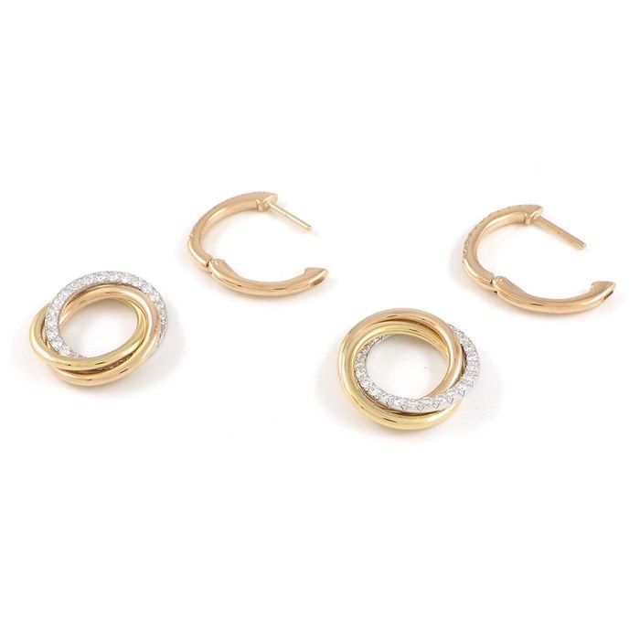 Cartier Trinity Earrings with Diamonds in Three Colors