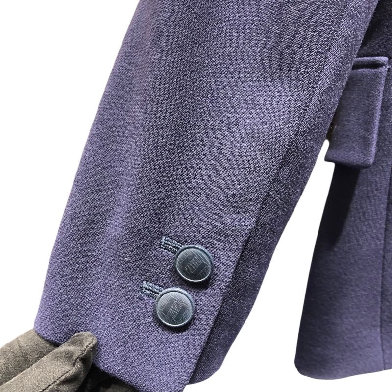 HERMES Velvet Collar Wool Jacket in Navy - Women's Tailored Elegance