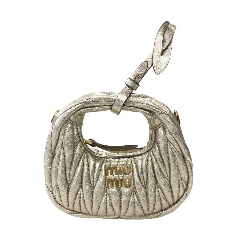 Miu Miu Wonder Matelassé Leather Hobo Bag - Gold