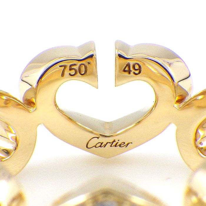 Cartier C Heart Ring with Diamonds in 18K Yellow Gold - Size 9