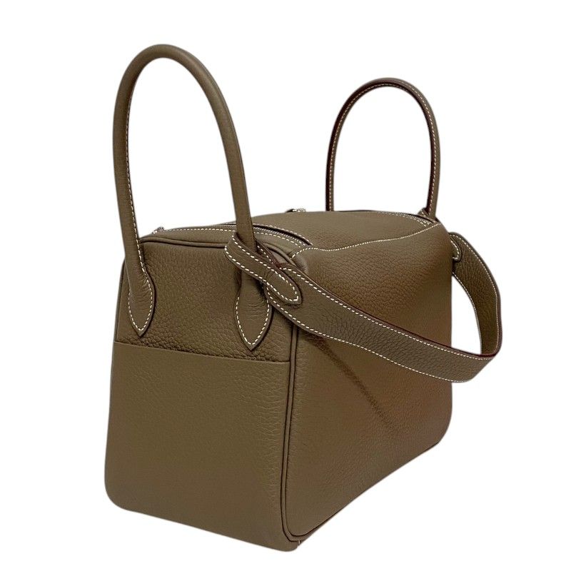 HERMES Lindy 26 Handbag in Etoupe with Silver Hardware