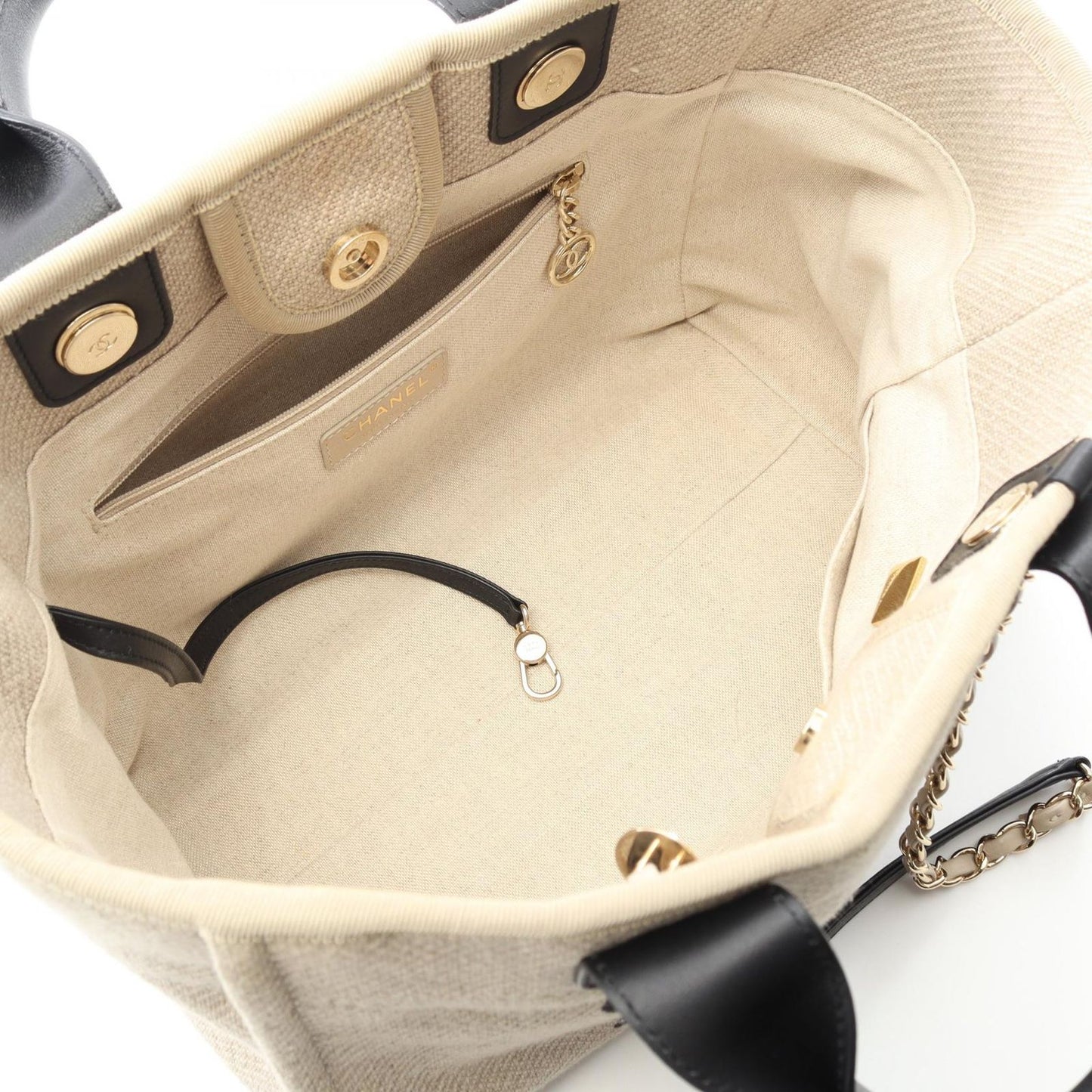 CHANEL Deauville Small Tote Bag AS3257 in Beige Canvas & Leather