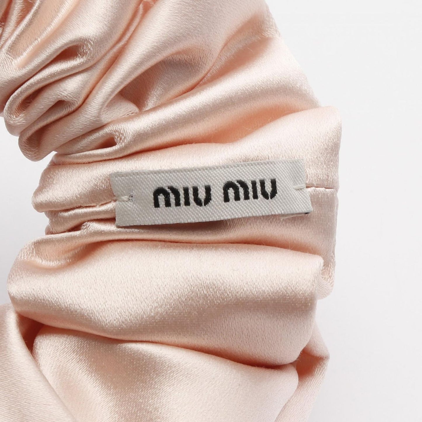 Miu Miu Logo Plate Chouchou in Pink Beige - Exquisite Luxury Accessory