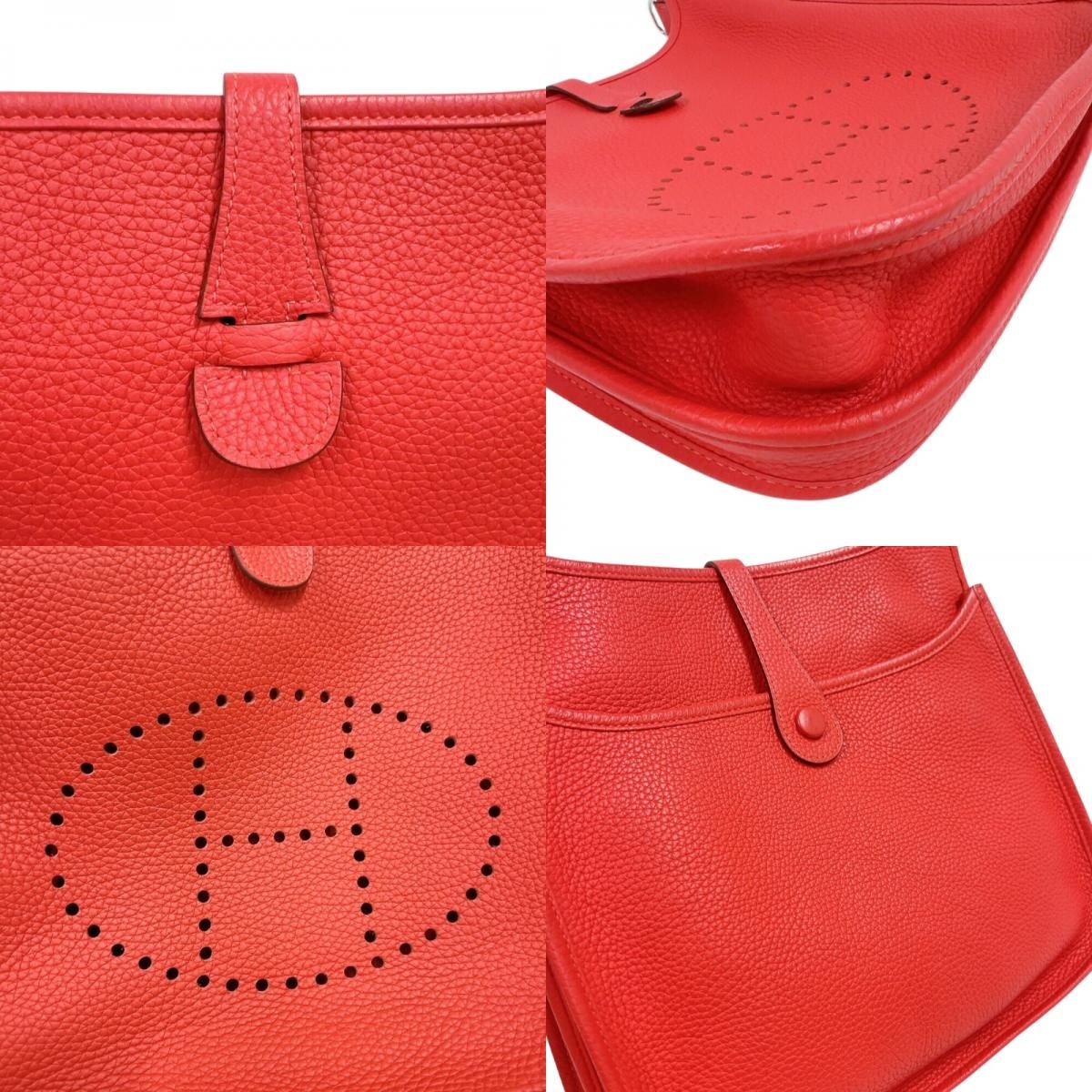 HERMES Evelyne III PM T Stamp (2015) Rouge Vif with Silver Hardware