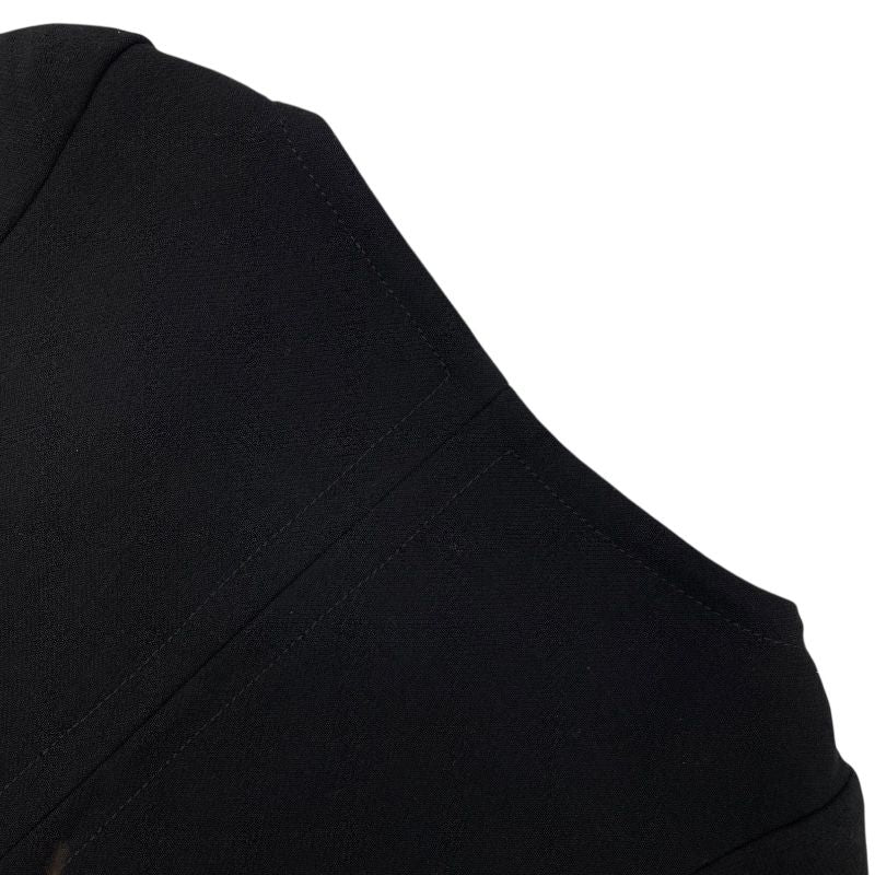 PRADA Metal Button Short Sleeve Dress in Black Wool - Size 36