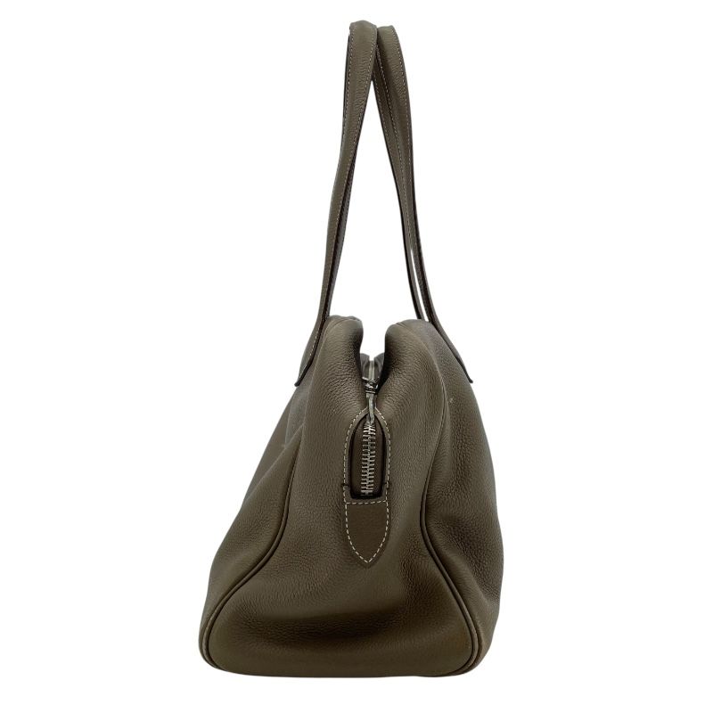 HERMES Victoria 35 Etoupe Handbag with Silver Hardware