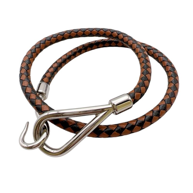 HERMES Jumbo Choker/Bracelet in Brown Leather with Silver Hardware