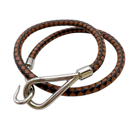 HERMES Jumbo Choker/Bracelet in Brown Leather with Silver Hardware