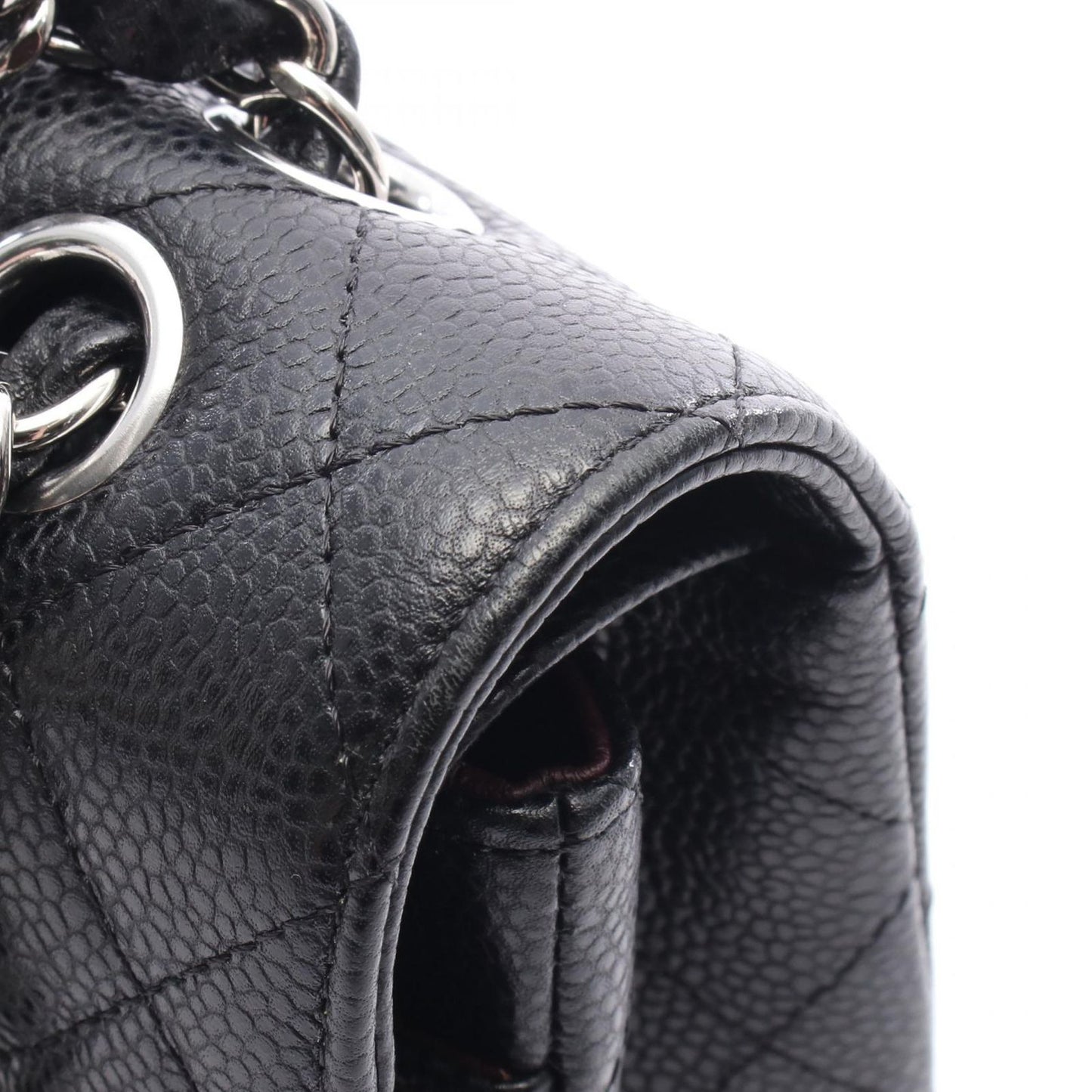 CHANEL Matelassé Double Flap Shoulder Bag in Black Caviar Skin