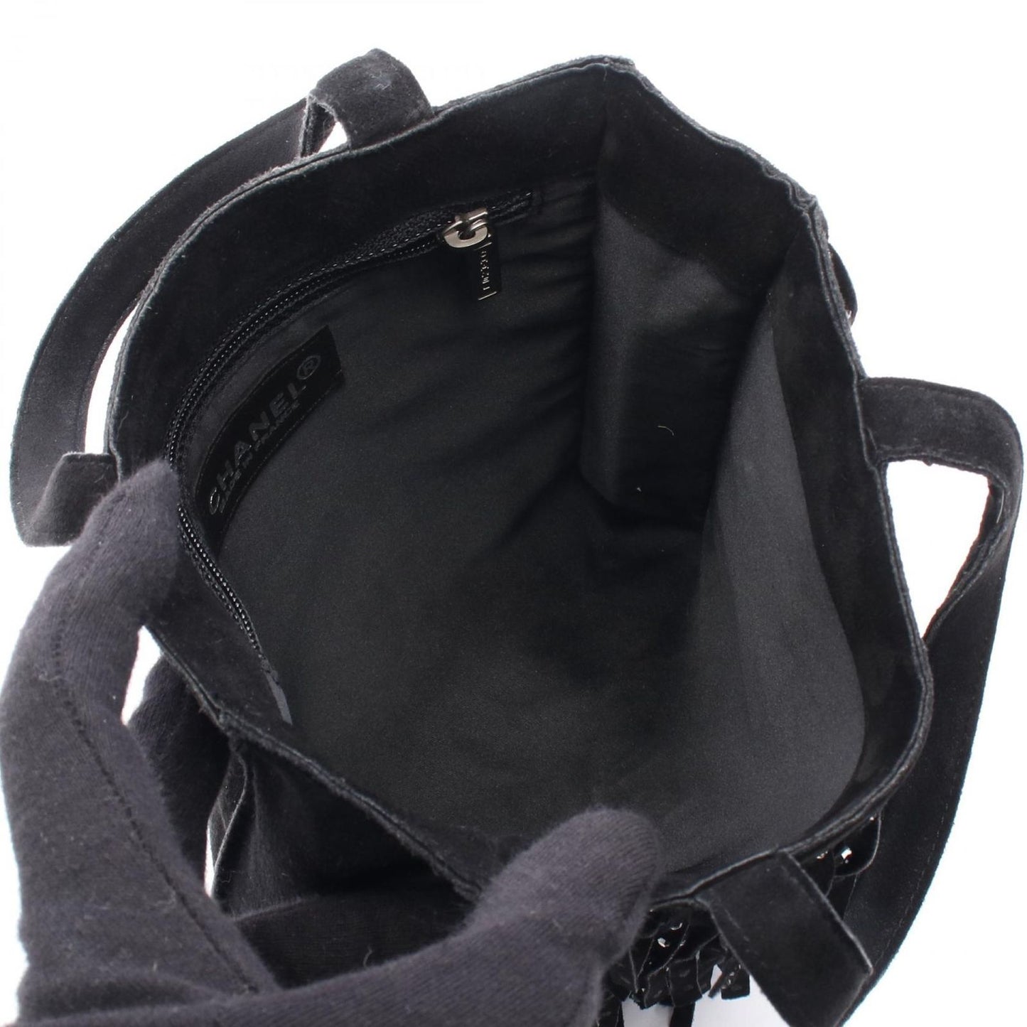 CHANEL Coco Mark Black Suede Tote Bag - Timeless Elegance