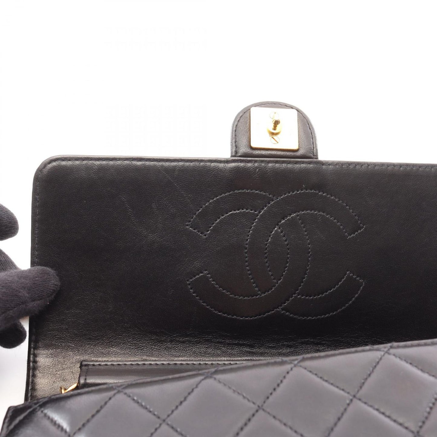 CHANEL Matelassé Single Flap Shoulder Bag in Black Lambskin
