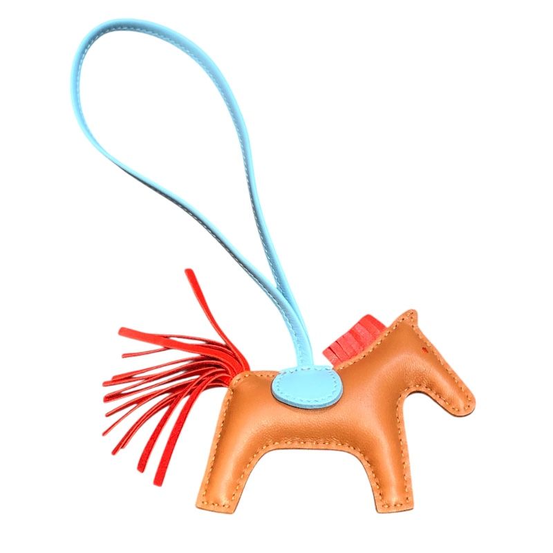 HERMES Rodeo PM Charm in Gold, Rouge Indian & Celeste