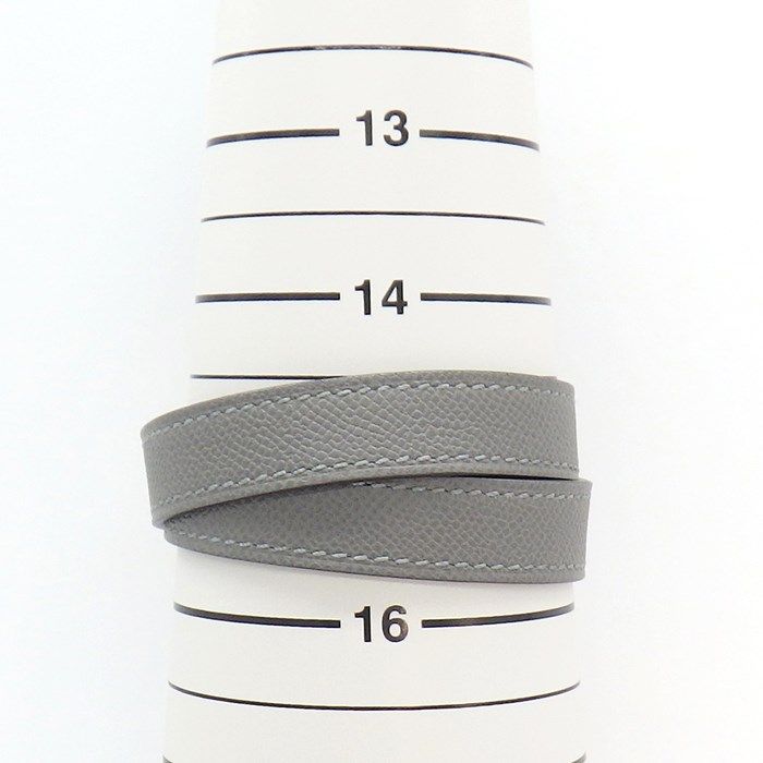 HERMES Kelly Double Tour Bracelet in Grey Calfskin & Pink Gold