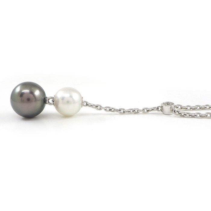MIKIMOTO Y-Shape Pearl Necklace in K18 White Gold - Exquisite Craftsmanship