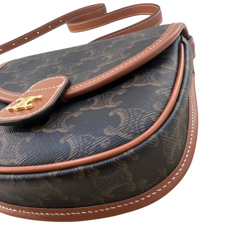 CELINE Mini Basse 196702 Triomphe Canvas Tan Shoulder Bag