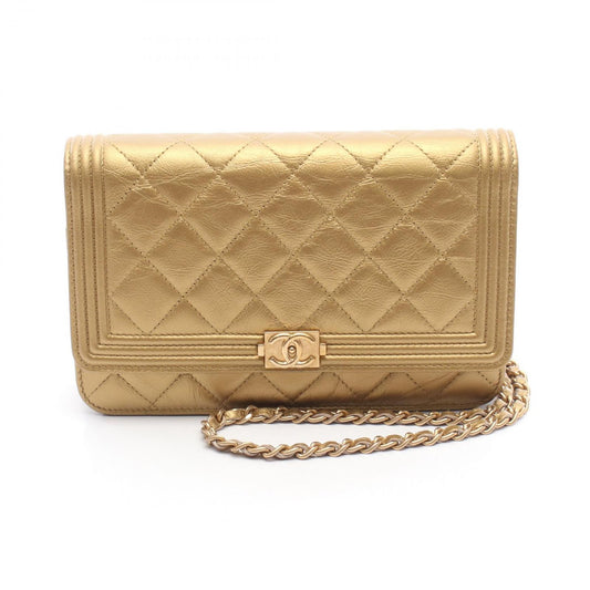 CHANEL Boy Chanel Gold Leather Shoulder Bag - Exquisite Craftsmanship