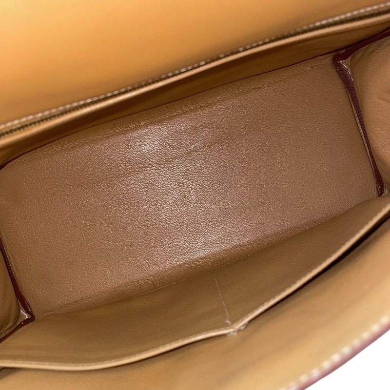 HERMES Kelly 28 Natural Leather Shoulder Bag with Gold Hardware