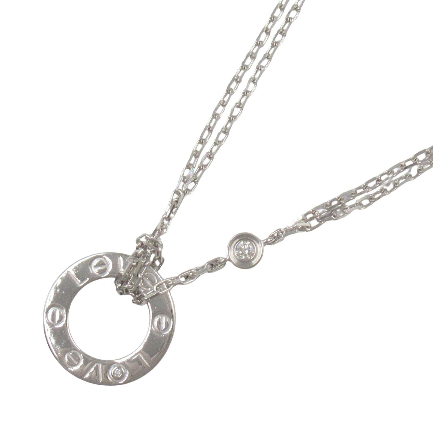 CARTIER Love Circle Necklace in K18WG with Diamonds