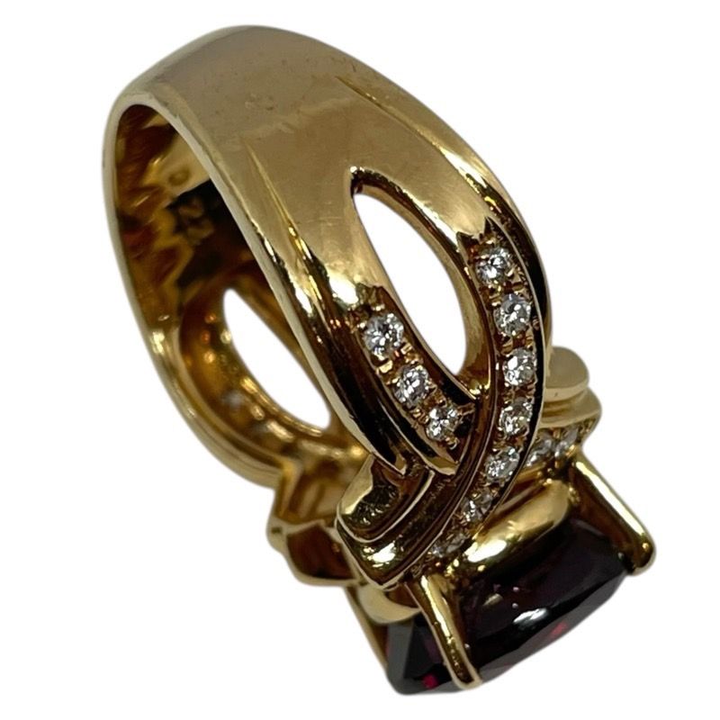 TASAKI K18YG Garnet Ring with Diamonds - Exquisite Craftsmanship
