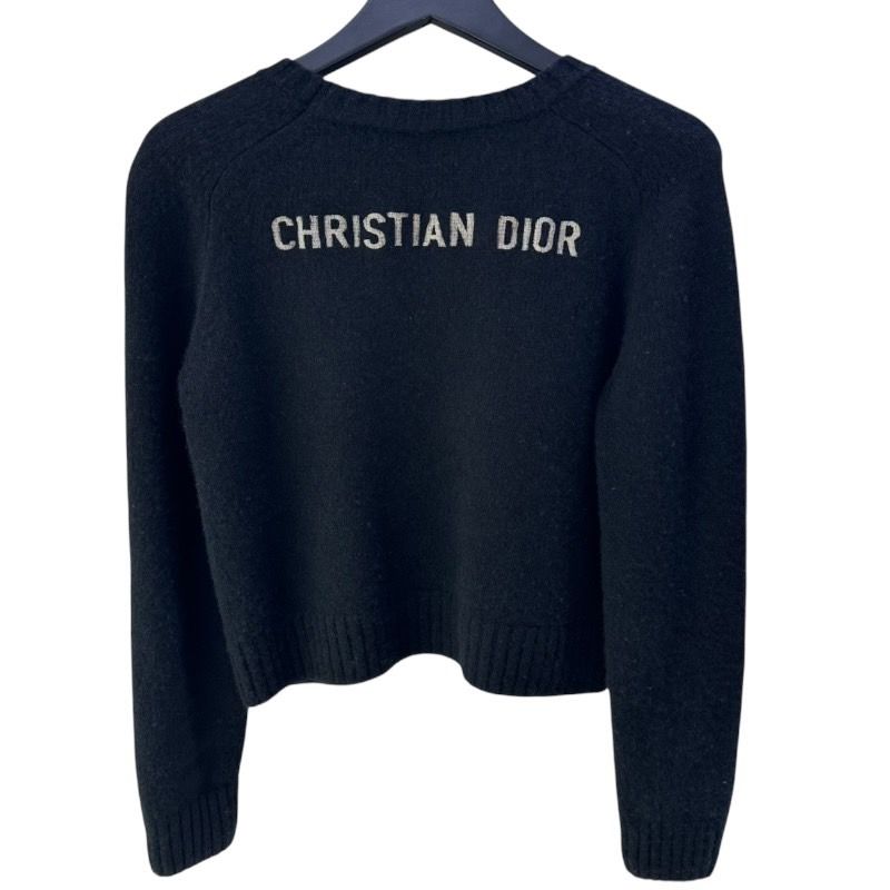 Christian Dior Black Cashmere Knit Sweater with Back Logo