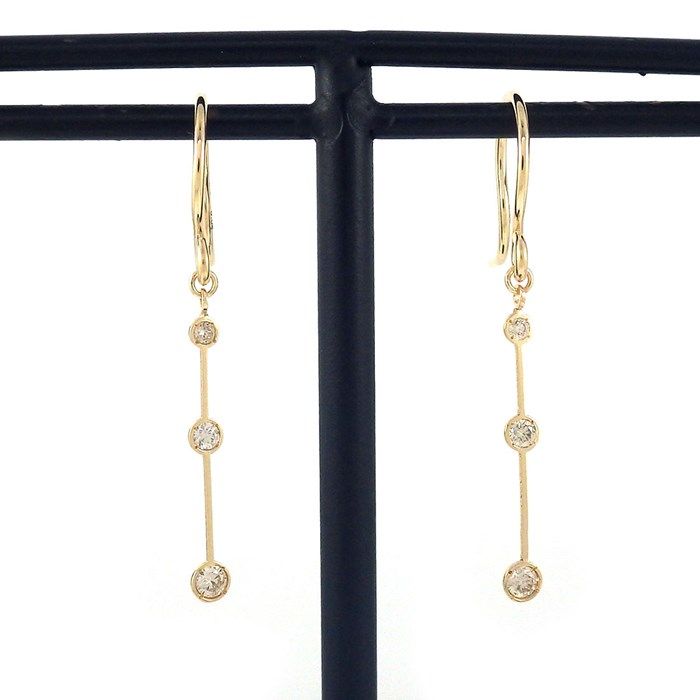 Elegant Diamond Drop Hook Earrings in K10 Yellow Gold