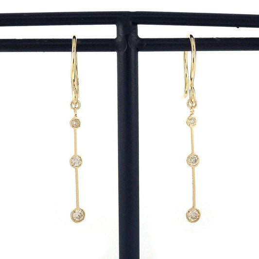 Elegant Diamond Drop Hook Earrings in K10 Yellow Gold