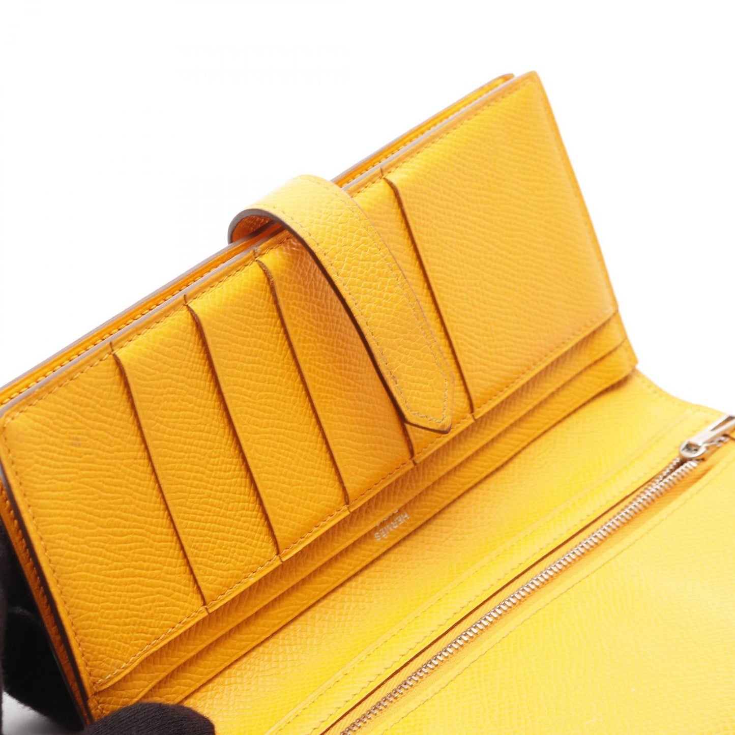 HERMES Yellow Epsom Leather Bearn Wallet - Timeless Elegance