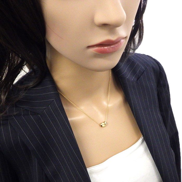 Tiffany & Co. 12mm Bean Design Necklace in K18 Pink Gold
