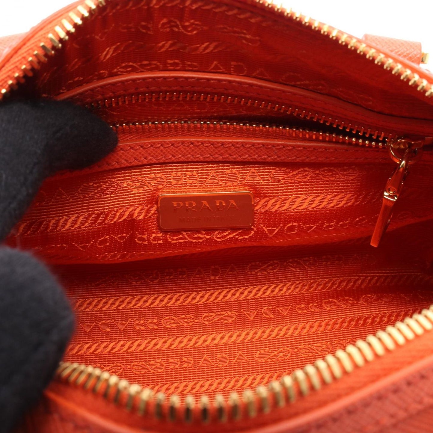 PRADA Saffiano Lux Mini Boston Bag in Orange - Timeless Elegance