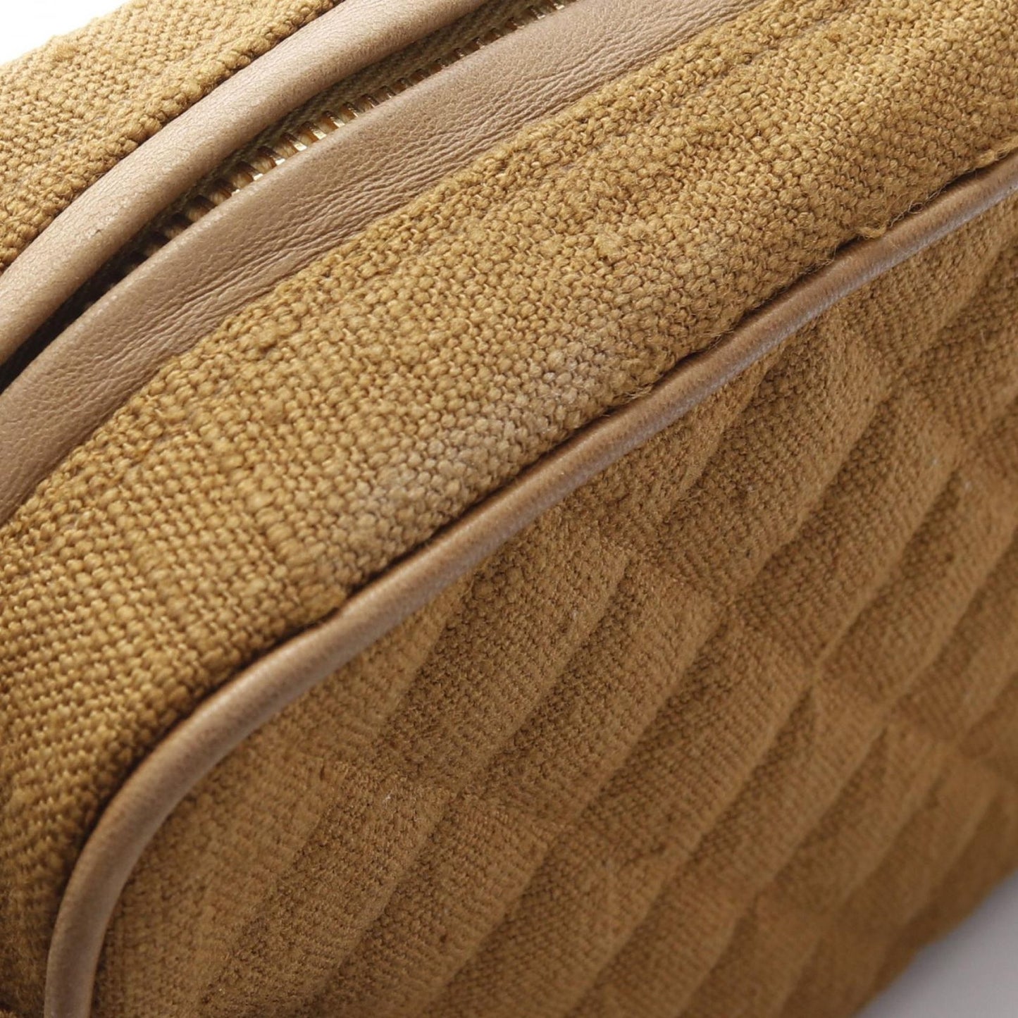 CHANEL Matelassé Fringe Shoulder Bag in Brown Fabric