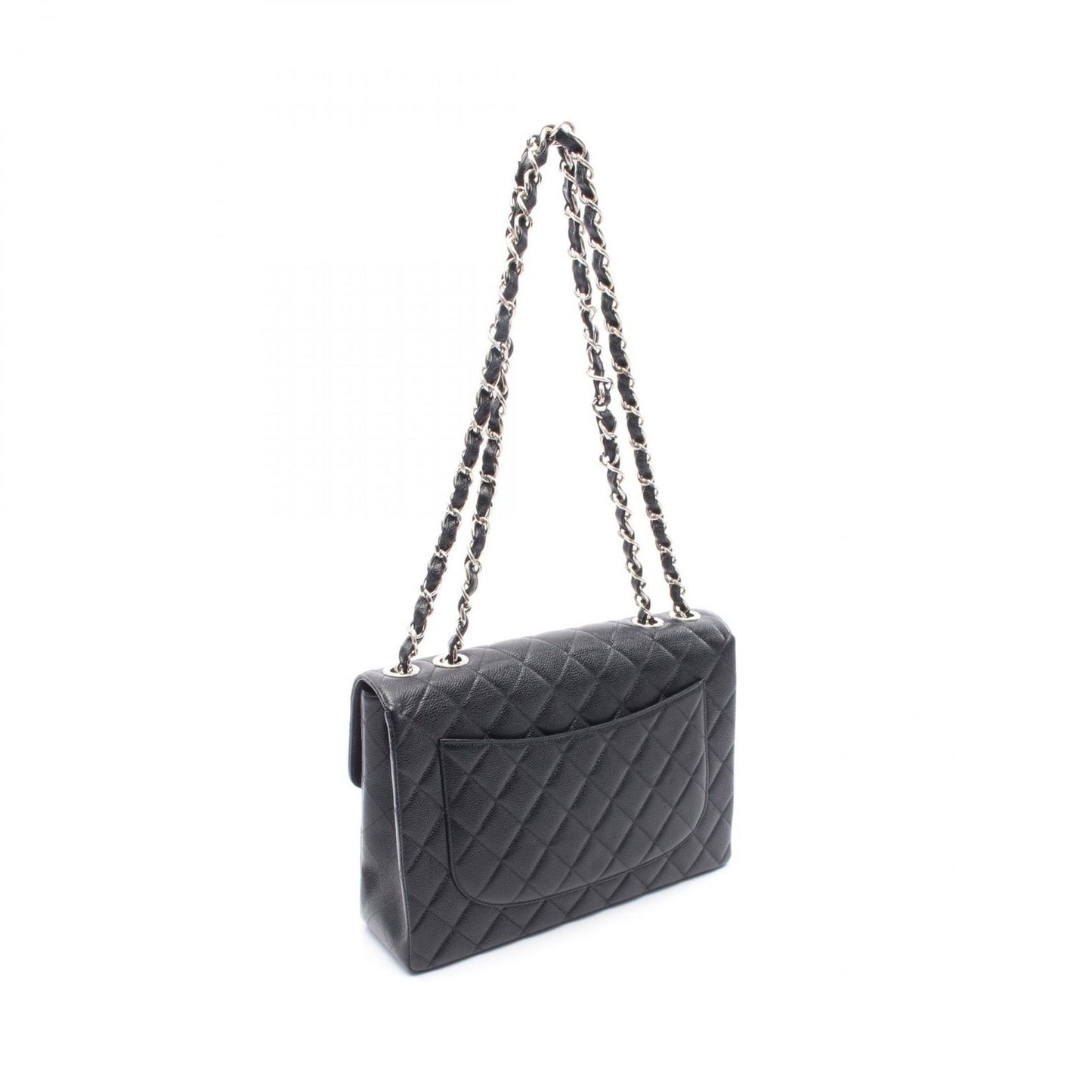 CHANEL Matelassé 30 Single Flap Shoulder Bag in Black Caviar Skin