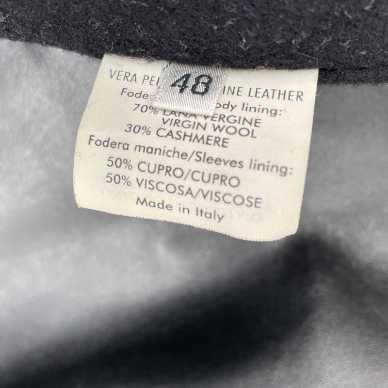 Yves Saint Laurent Black Faux Fur Collar Leather Peacoat - Size 48