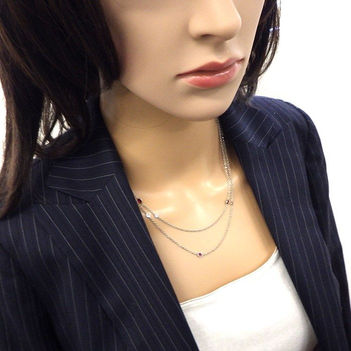 Tiffany & Co. By The Yard Long Necklace with Ruby & Diamond