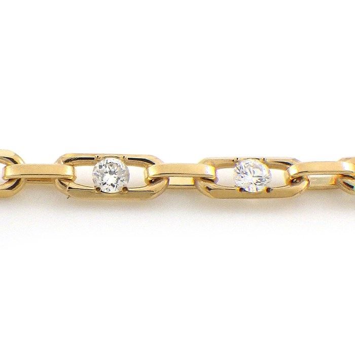Exquisite Diamond Link Chain Bracelet in K18 Yellow Gold - 0.19ct