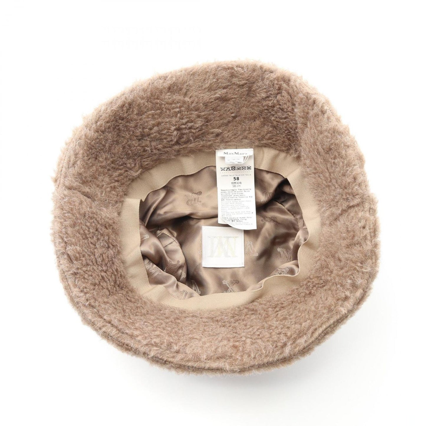 MAX MARA FIGURA1 Teddy Bear Silk Hat in Gray-Brown