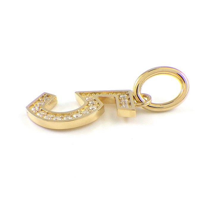 Exquisite Diamond Number 5 Pendant in K18 Yellow Gold