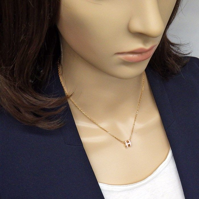 HERMES Mini Pop H Necklace in Pink Ash & Rose Dragee Lacquer