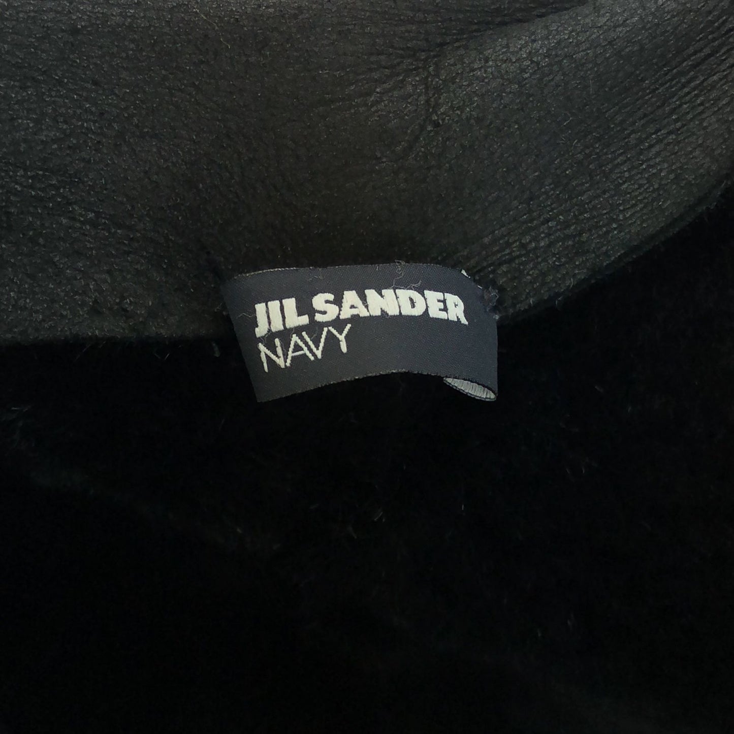 JIL SANDER NAVY Black Leather Shearling Coat - Size 34