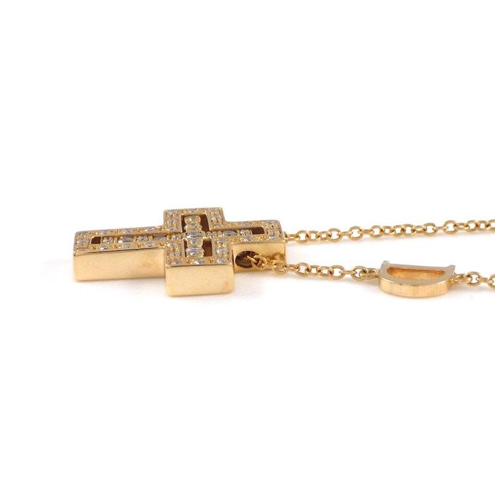 Damiani Belle Époque XXS Cross Necklace in K18 Pink Gold with Diamonds